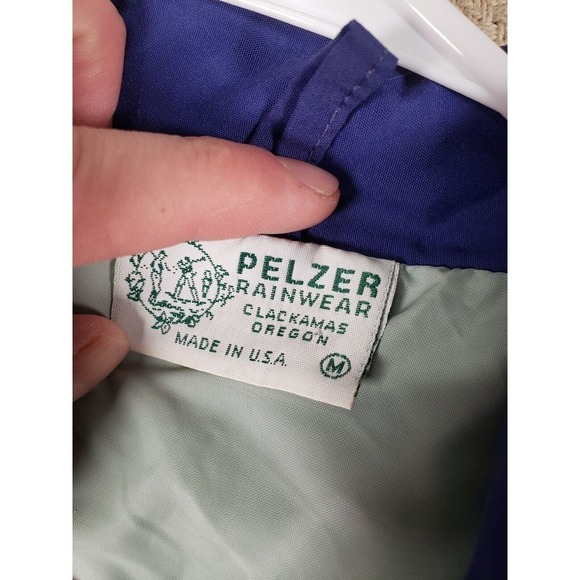 Vintage Pelzer Rainwear Jacket Mens Medium Blue Long Sleeve Full Zip Windbreaker - Picture 7 of 9